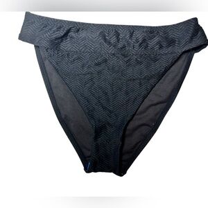 SANCTUARY SWIM Women’s black high waist ribbed swim bikini bottom size L NWT